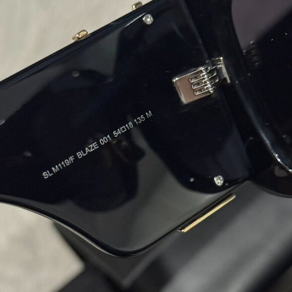 Saint Laurent Black Oversized Sunglasses – Gold Logo Pop - Picture 9 of 9